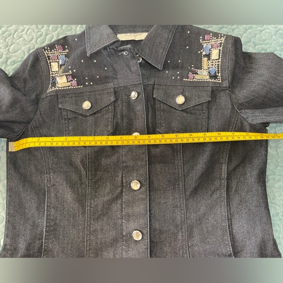 Chico’s Platinum Jean Jacket Size 0 Denim Embellished Rhinestones EUC! - Picture 5 of 10